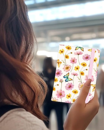 Sweet Daisy Leather Passport Holder Cover Butterfly Travel Wallet Passport Case with Credit Card Slots for Women Men Travelling Essentials for Flying