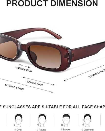 JASPIN Rectangle Sunglasses for Women Men Trendy Y2k Retro 90s Sun Glasses UV Protection Cool Square Frame