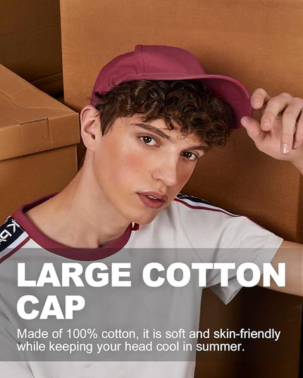 Zylioo XL XXL Oversize Baseball Cap, 100% Cotton Adjustable Dad Hat for Big Heads 23.5"-25.5", Soft Crown Large Size Cap