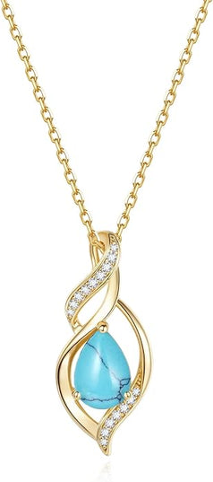 FANCIME Birthstone Necklace for Women Teardrop Necklace S925 Sterling Silver Infinity Love Birthday Gifts for Mom Women Girls, 16"+2" Inches