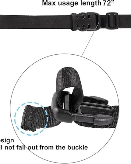 Ayaport Utility Straps with Buckle 40" Quick-Release Adjustable Nylon Straps Black 2 Pack