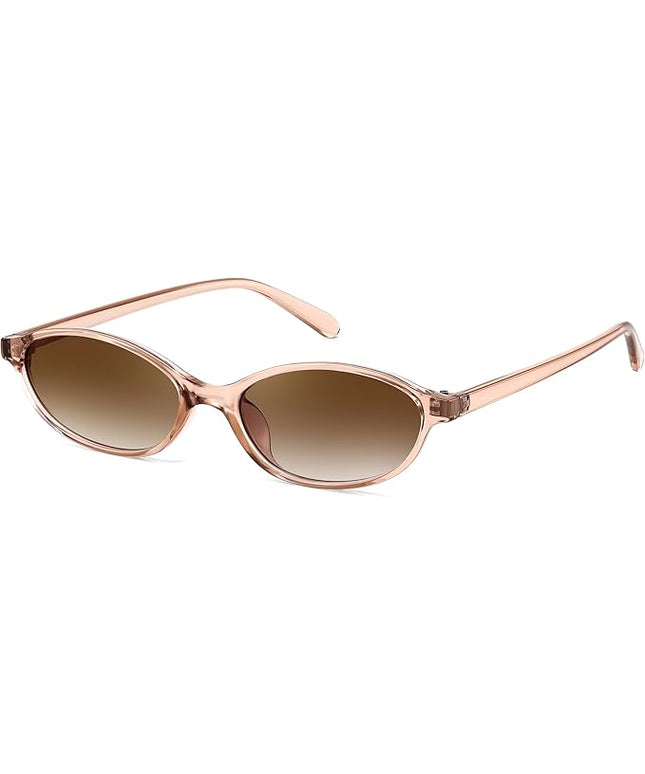 FEISEDY Retro Oval Cat Eye Sunglasses for Women 90s Narrow Lightweight Shades Y2k Trendy Sunnies B0257