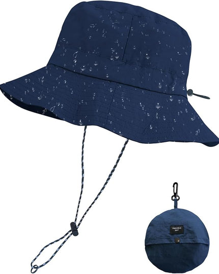 PFFY Quick Dry Waterproof Packable Bucket Hat for Women Men Outdoor Sun Hats with Detachable Chin Strap