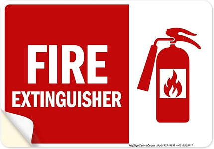 Fire Extinguisher Graphic Sign, 10x7 Inches, 4 Mil Vinyl Decal Stickers Weather Resistant, Made in USA by My Sign Center