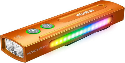 Wurkkos HD01PRO UV Flashlight with UV Light&White LED Combo,Led Flashlight 1200Lumens Flat Flashlight with RGB Light,Rechargeable EDC Flashlight,Pocket Light for Emergency,Pet Urine Detection(Orange)