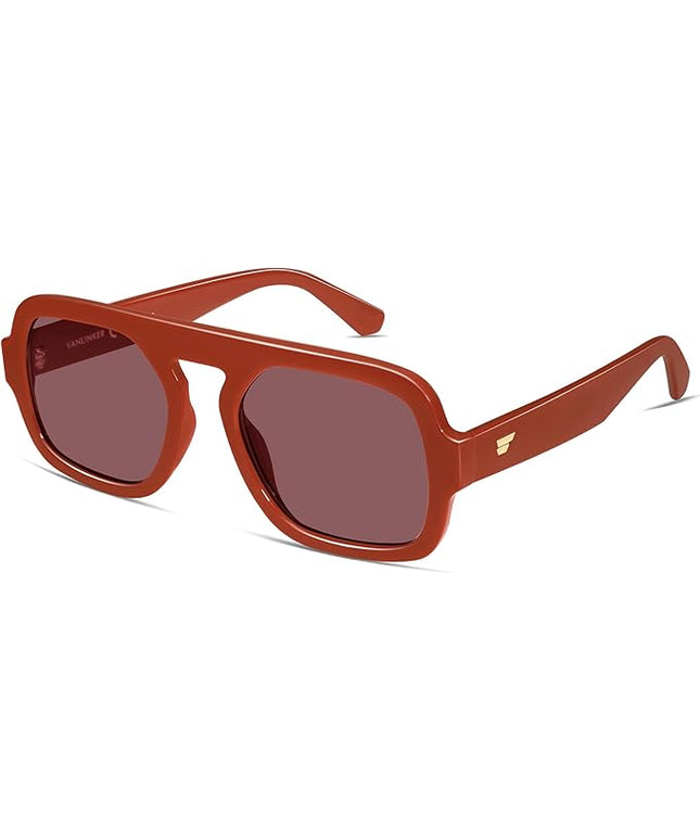 VANLINKER Oversized Retro Square Aviator Sunglasses for Women Men 70s Vintage Style Trendy Big Flat Top Sun Glasses VL9826