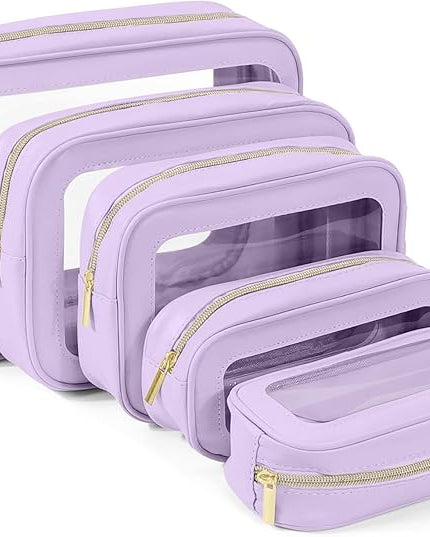 5PCS Diaper Bag Organizer Pouch Set, TSA Approved Toiletry Bag，Clear Waterproof TPU Makeup Bag Set Travel Organizer Bags for Women and Kids
