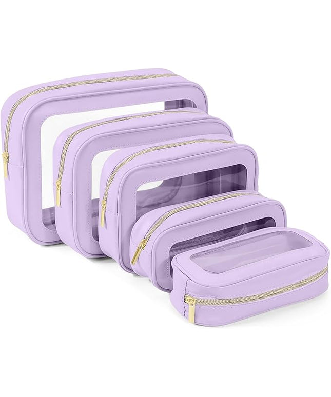5PCS Diaper Bag Organizer Pouch Set, TSA Approved Toiletry Bag，Clear Waterproof TPU Makeup Bag Set Travel Organizer Bags for Women and Kids