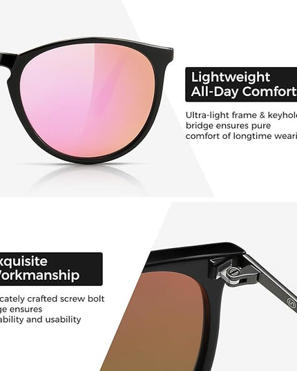 SUNGAIT Premium Vintage Round Sunglasses for Women Men Classic Retro Trendy Style