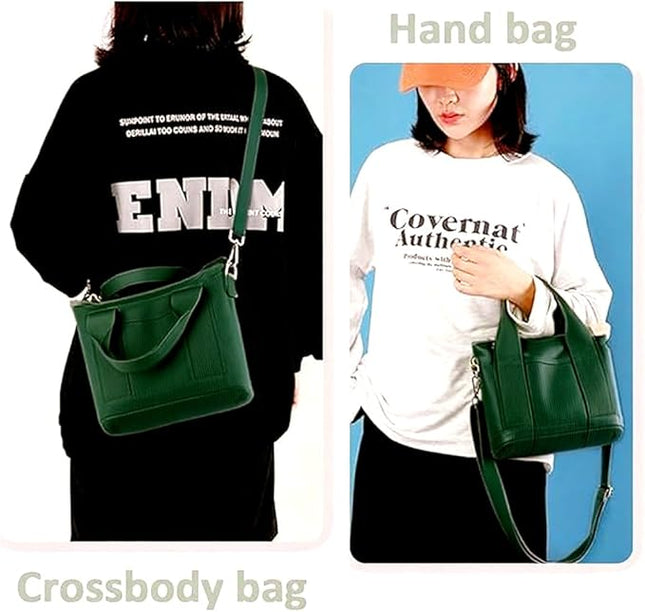 Small Tote Bag with Zipper, 2024 Canvas Multi-Pocket Crossbody Bag Shoulder Bag Satchel Hobo Bag Messenger Bag