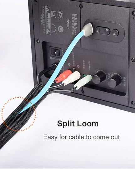 ZhiYo 6.6ft - 4/5 inch Cable Sleeve, Cord Wrap Wire Protector Tubing for Pets, PC Cable Wrap, Computer Cable Management Sleeve - Black