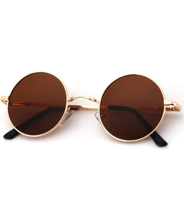 KALIYADI Round Polarized Sunglasses for Men Women Retro Metal Hippie Circle Style Sun Glasses UV Protection