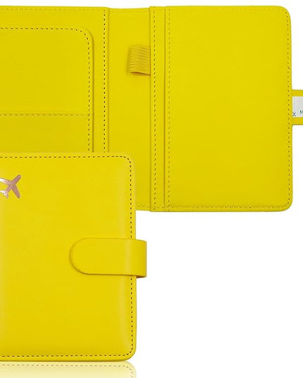 Melsbrinna Premium Leather Passport Holder Covers Case, Waterproof Rfid Blocking Travel Wallet Passport Holder with Pen Holder, Cute Passport Book for Women/Men