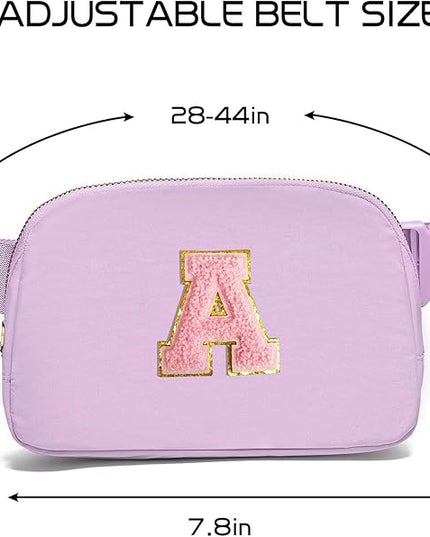 Gitus Initial Belt Bag Fanny Pack Crossbody Bag for Girls Birthday Gifts Age 8-10 Teen Girl Gifts Trend Stuff Personalized Letter Gifts for Daughter Sister (Lavender-A)