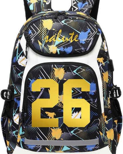 American Football Player 26 Multifunction Rugby Backpack Travel Laptop Daypack Night Reflective Strip Fans Bag (B - Pattern 1)