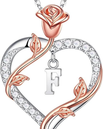 Iefil Christmas Gifts for Women Wife - 925 Sterling Silver Heart Initial Necklace, Anniversary Birthday Gifts for Women, Jewelry Gift for Wife Girlfriend Mom