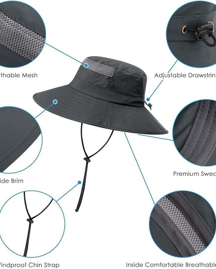 3 Pack Mens Boonie Sun Hat UV Protection Outdoor Bucket Fishing Hat for Hiking Safari & Gardening