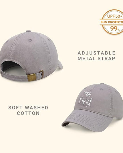 CHOK.LIDS Be Kind Trendy Womens Baseball Cap Unisex Fashion Cotton Polo Style Fun Inspirational Saying Seasonal Headwear