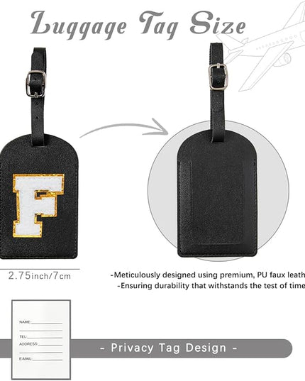 ULICO Initial Passport Cover and Luggage Tag Set,PU Leather Letter Passport Case Holder Travel Suitcase Tag, Personalized Travel Luggage Accessories Gifts for Women Kids Teenage Black Z