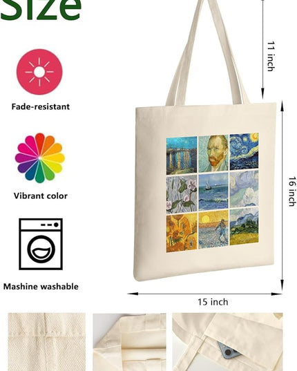AUSVKAI Canvas Tote Bag for Women, Aesthetic Cute Grocery Grocery Reusable Cotton Gift Bag for Shooping Beach Trendy Gifts