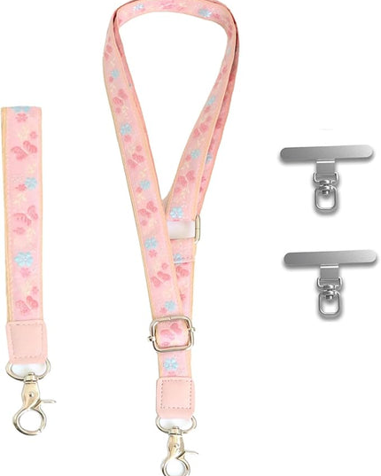 LEMEDE Wrist Keychain and Adjustable Phone Lanyard, Silver Hook Phone Crossbody Strap with 360° Rotating Phone Pads