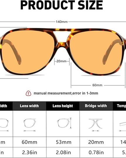 YDAOWKN Retro Aviator Sunglasses for Women Mens Large Frame Classic Vintage 70s Sun Glasses Aviators
