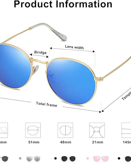 SOJOS Small Round Polarized Sunglasses for Women Men Classic Vintage Retro Shades UV400 SJ1014