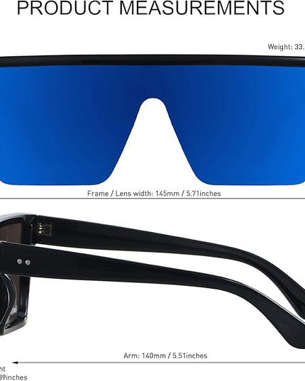 LYZOIT Square Oversized Sunglasses for Women Men Big Flat Top Fashion Shield Large UV Protection Rimless Shades