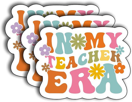 (3Pcs) in My Teacher Era Sticker, Teacher Decorate Books Laptop Phone Water Bottles Kindles Stickers Tumbler Sticker Waterproof Vinyl Decorate Sticker 3" Inch