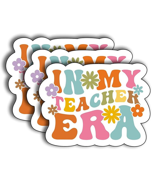 (3Pcs) in My Teacher Era Sticker, Teacher Decorate Books Laptop Phone Water Bottles Kindles Stickers Tumbler Sticker Waterproof Vinyl Decorate Sticker 3" Inch