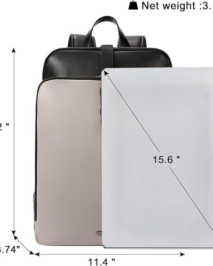CLUCI Leather Backpack for Women, 15.6 inch Laptop Bag, Large Genuine Work Backpack Travel Back