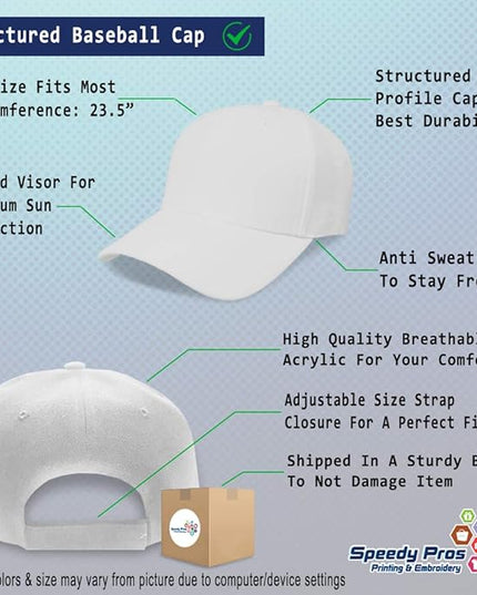 Baseball Cap Custom Personalized Text Dad Hats for Men & Women Strap Closure