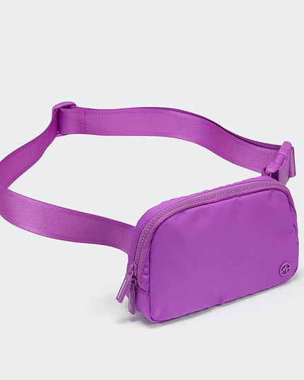 Pander Two Way Zipper Fanny Pack Nylon Everywhere Belt Bag for Women, Water Repellent Waist Packs, Crossbody Bags with Adjustable Strap (Violet).