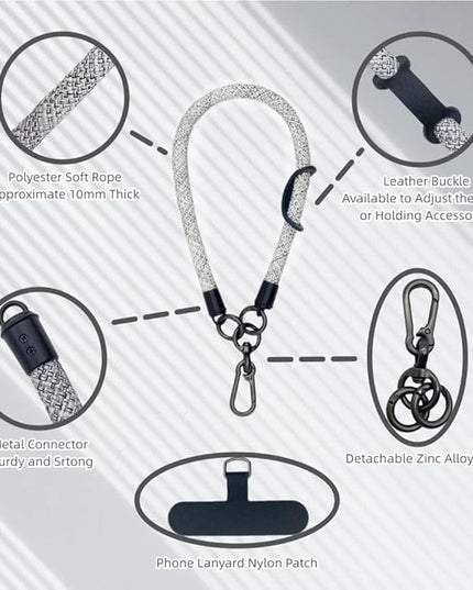 Phone Lanyard Wrist Strap Phone Strap Wrist Lanyard for Cell Phone Around the Hand with Lanyard Patch (Camo White)