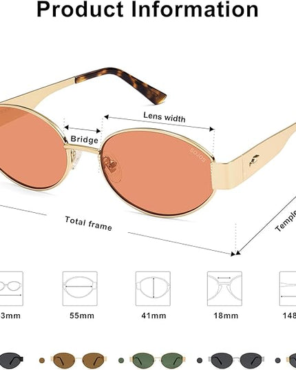 SOJOS Retro Oval Sunglasses for Women Trendy Classic Shades UV400 Protection SJ1256