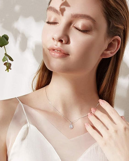 FANCIME Birthstone Necklaces for Women Fine Jewelry Sterling Silver Dainty Infinity Pendant Anniversary Birthday Christmas Gifts for Her Wife Mom Lady Daughter, Chain 16"+2" Extend