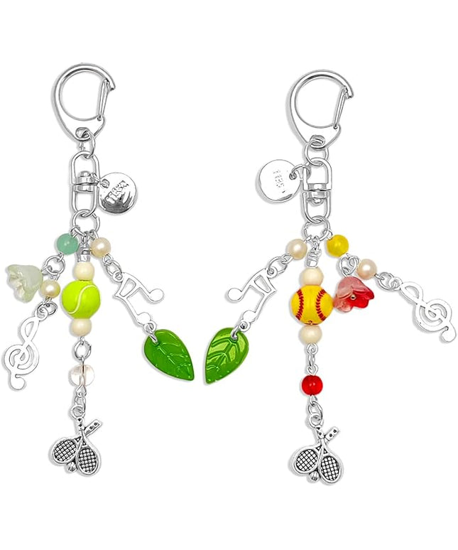 Keychain for Women Gold Bow Angel Wings KeyChains Novel Star Heart Strawberry Racket Pendants Bag Charm Key Chains