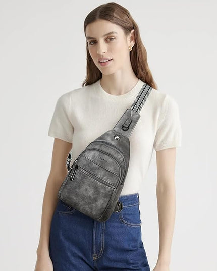 Sling Bag For Women Faux Leather Small Casual Daypack Backpack Fanny Pack Crossbody Chest Bags Purse
