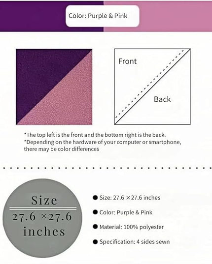 Vtrbwze Furoshiki Japanese Reversible Wrapping Cloth - Eco Reusable Gift Wrap, Large Bento Bag & Placemats for Lunch Boxes, Cakes, Wine Bottles - Purple Pink (27.6 Inches)