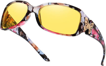 HAOLOTA Women's Polarized Sunglasses - Fashionable Wraparound Butterfly Design with UV400 Protection