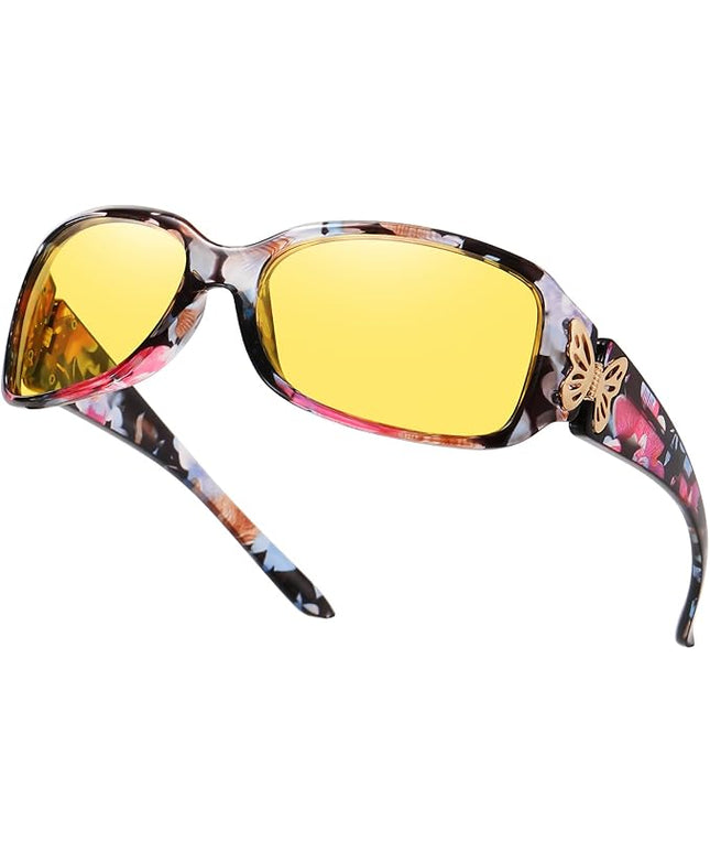 HAOLOTA Women's Polarized Sunglasses - Fashionable Wraparound Butterfly Design with UV400 Protection