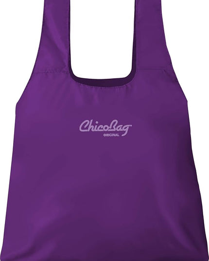 ChicoBag Original Compact Reusable Grocery Bag w/Attached Pouch and Carabiner Clip | Perfect for Shopping, Travel, Organization | Eco-Conscious Packable Tote | Purple (Pack of 4)