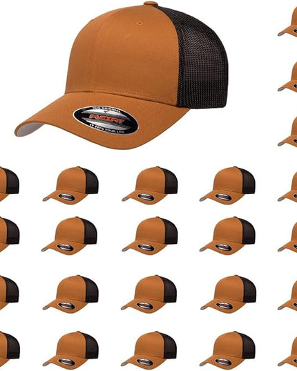 Flexfit 6511 Fitted Mid-Profile Stretchable Mesh Panels Trucker Cap | Bulk Pack Available