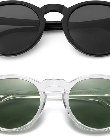 Gleyemor Vintage Polarized Sunglasses for Men Round Sunglasses UV400 Protection Retro Hand-crafted Acetate Frame