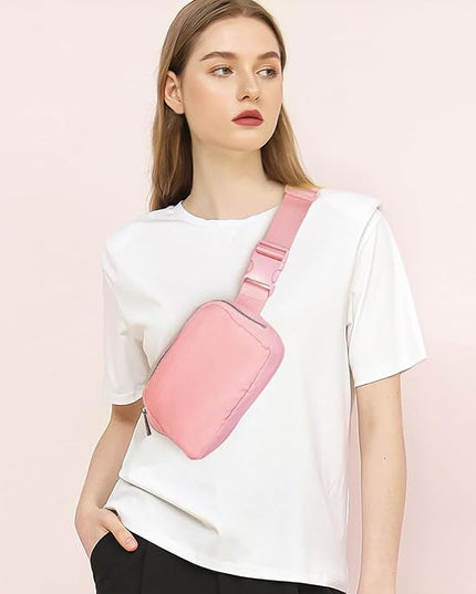 Belt Bag for Women Fanny Pack Crossbody Bags for Women Fashion Waist Packs with Adjustable Strap Gifts for Teenage Girls Women Men (Light Pink)