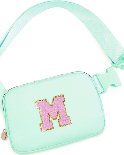 Uygafly Belt Bag Fanny Pack Crossbody Bags with Initials Letter Patch Cute Stuff Birthday Gifts for Teenager Girls Trendy Stuff for Teens | Light Green,M