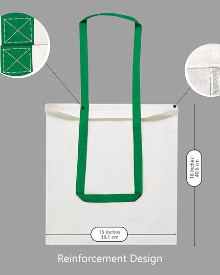 TOPDesign 24-Pack Economical 16"x15" Cotton Tote Bag, Lightweight Medium Reusable Grocery Shopping Cloth Bags, Suitable for DIY, Advertising, Promotion, Gift, Activity