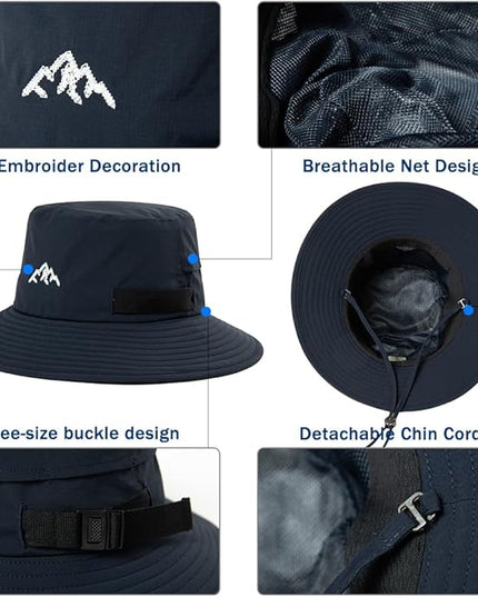 TOP-EX L/XL/XXL UV50+ Waterproof Bucket Sun Hat for Fishing Golf Hiking All-Weather Outdoor Rain Hat Stiff Brim