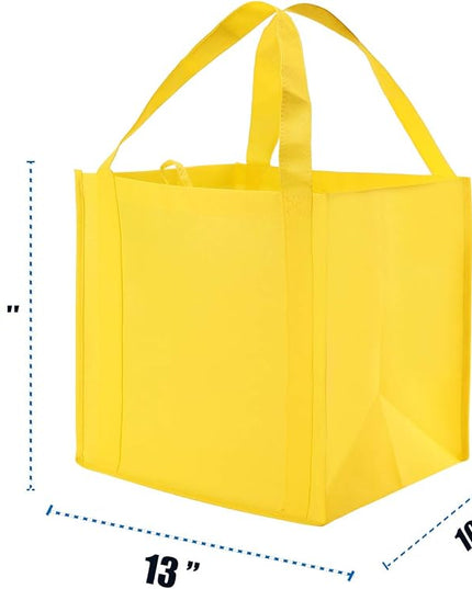 NERUB Set of 10 Reusable Grocery Bags Heavy Duty Shopping Bags Large Grocery Totes with Reinforced Bottom Super Sturdy Handles, Yellow