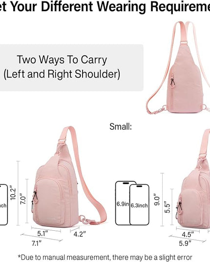 Hanke Crossbody Sling Bag for Women Men, Small & Large Casual Cross Body Sling Bags, Chest Bag for Outdoor Hiking Travel
